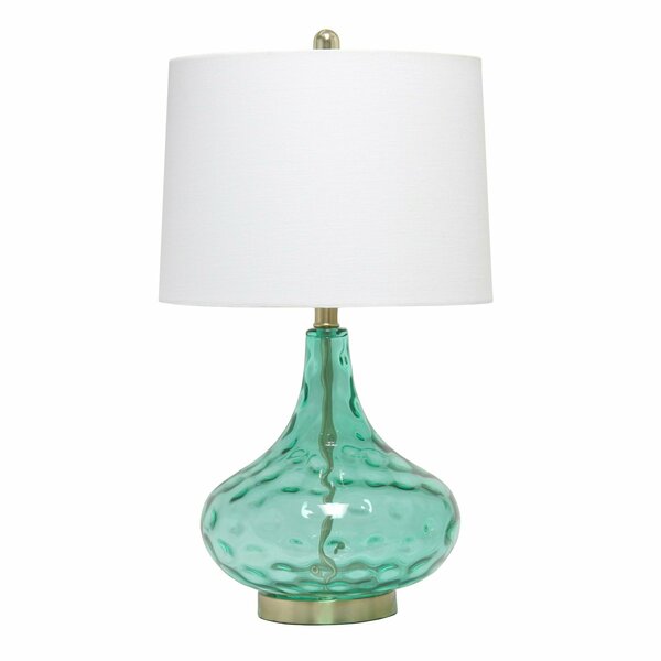 Lalia Home 24in Classix Dimpled Colored Glass Table Lamp with White Linen Shade, Seafoam Green LHT-3016-SF